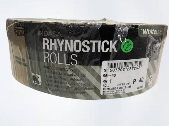 Rhynostick White Line P 40 Grit Sandpaper Roll Self Adhesive 2.75" X 27 1/4 Yard