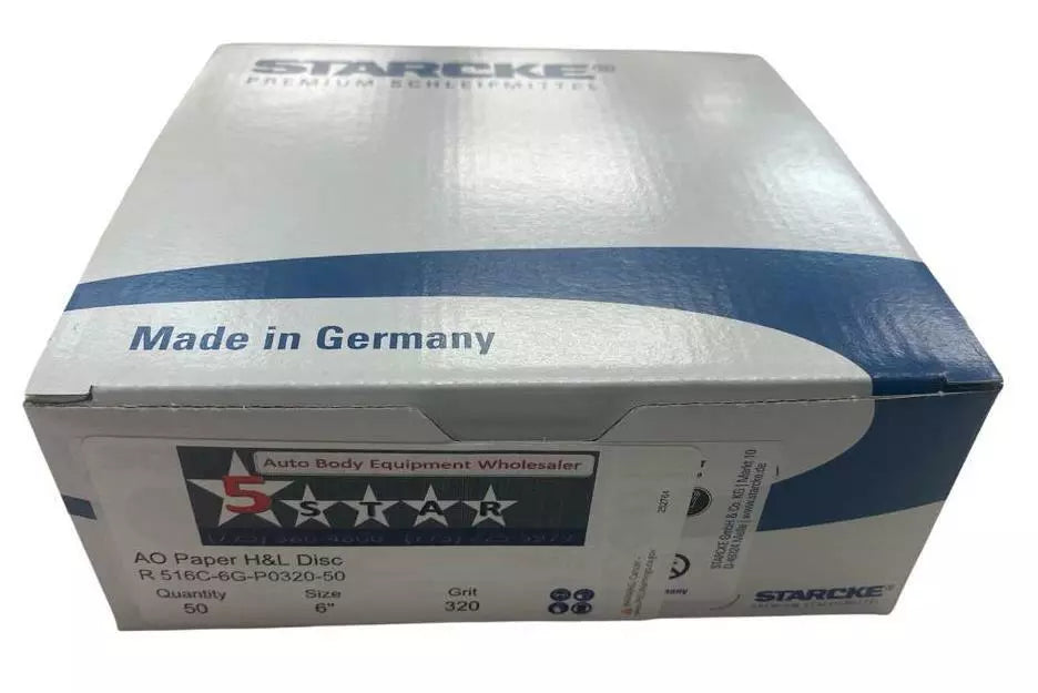 5 Star Tools 6" Hook & Loop Sanding Disc Grit 320 1 Box of 50 Pieces GERMANY