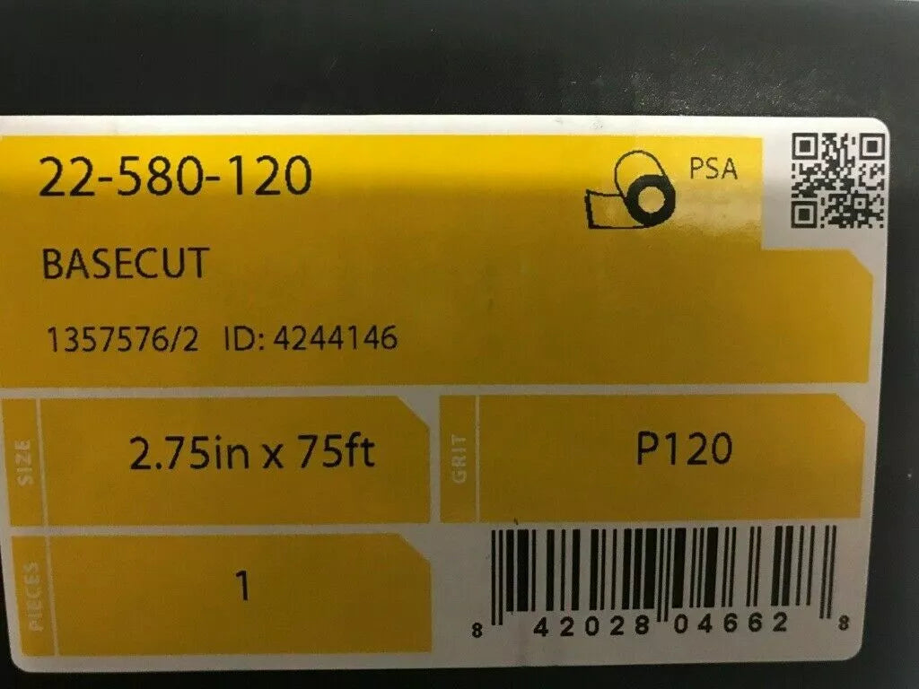 Mirka 22-580-120 BaseCut 2.75 in x 75 ft PSA Roll, 120 Grit Auto Body Sanding