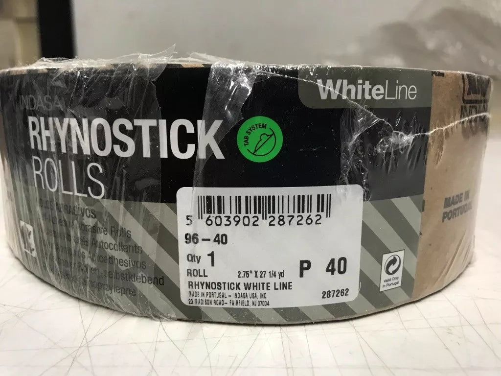 Rhynostick White Line P 40 Grit Sandpaper Roll Self Adhesive 2.75" X 27 1/4 Yard