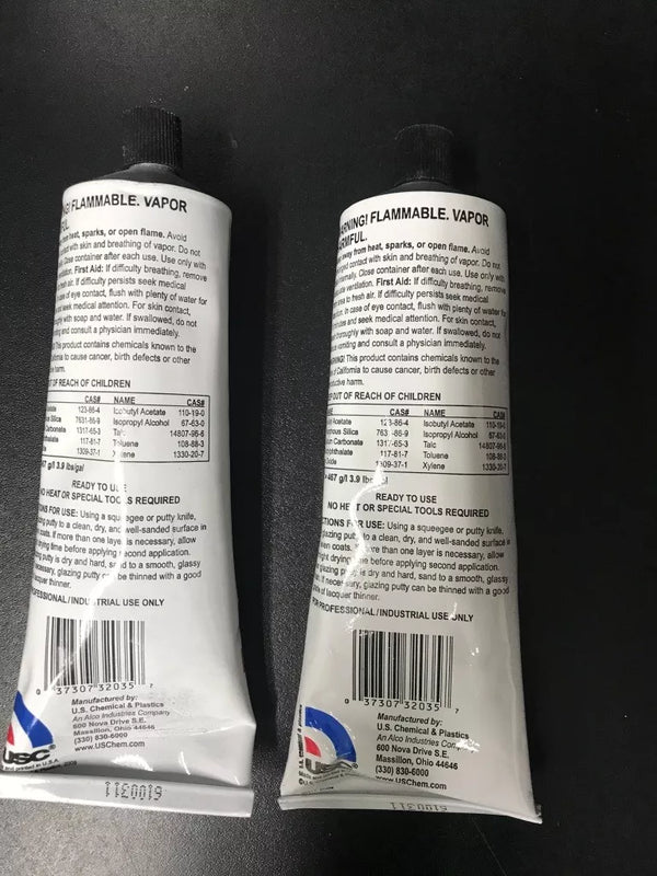2 Tubes Red Glazing Putty U.S.Chemical & Plastics 32035 USC Auto Body fillers
