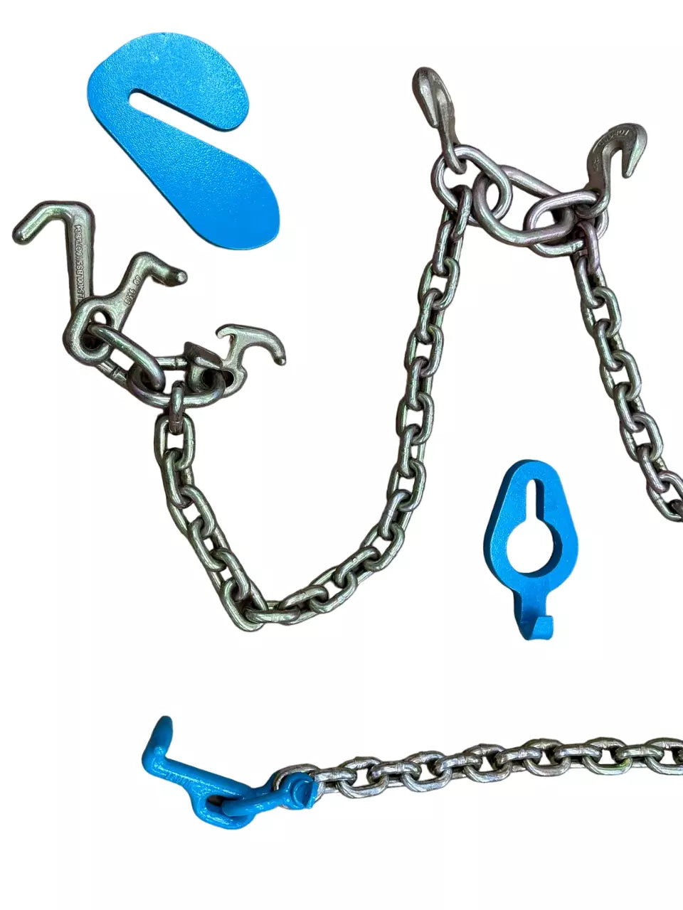 Set of Heavy -Duty T Hooks G70 V-Chains Large J Hooks Flatbed Tow Truck Rollback