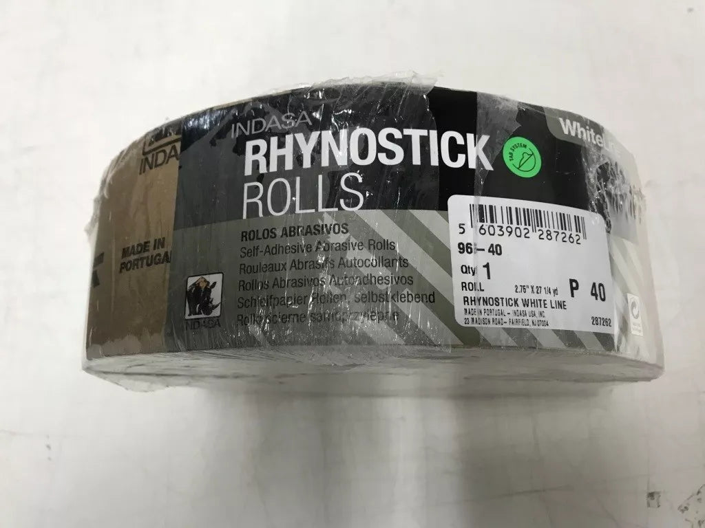 Rhynostick White Line P 40 Grit Sandpaper Roll Self Adhesive 2.75" X 27 1/4 Yard