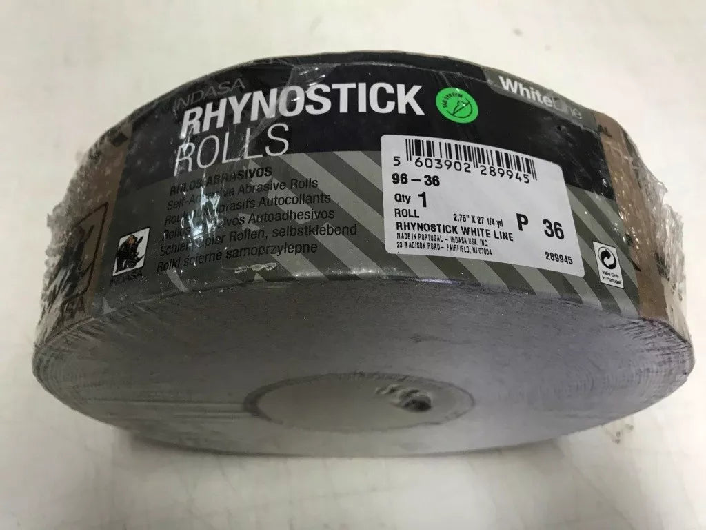 Rhynostick White Line P 36 Grit Sandpaper Roll Self Adhesive 2.75" X 27 1/4 Yard