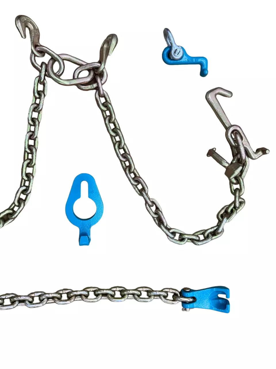 Set of Heavy -Duty T Hooks G70 V-Chains Large J Hooks Flatbed Tow Truck Rollback