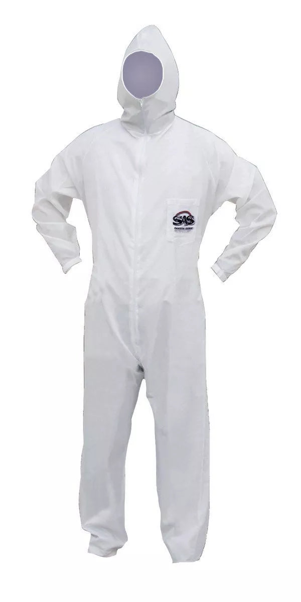 SAS Safety 6938 Paint Suit Large Moonsuit Nylon/cotton Hooded Coverall