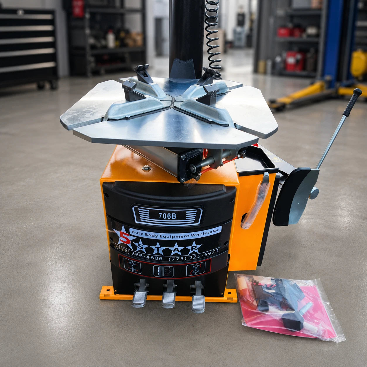 2.5 HP 5 Star 706B Commercial Automotive Tire Changer Machine Rim Clamp Equipment