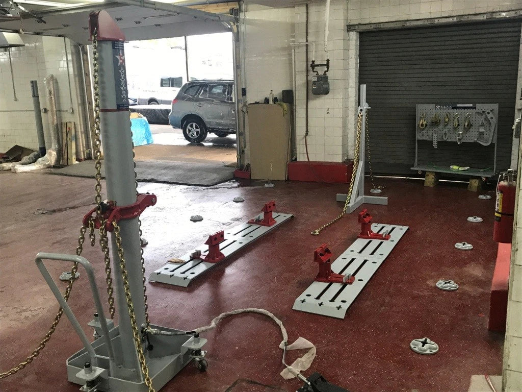 Auto Body Frame Machine Floor Rack System 10 TON Puller FREE JACK + 22 anch pots.