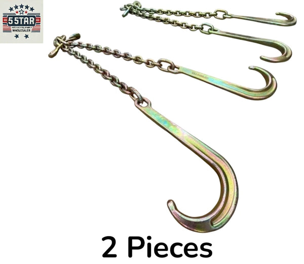 2 Pieces G70 V-Chain Large J Hooks Flatbed Tow Truck Rollback Wrecker Carrier