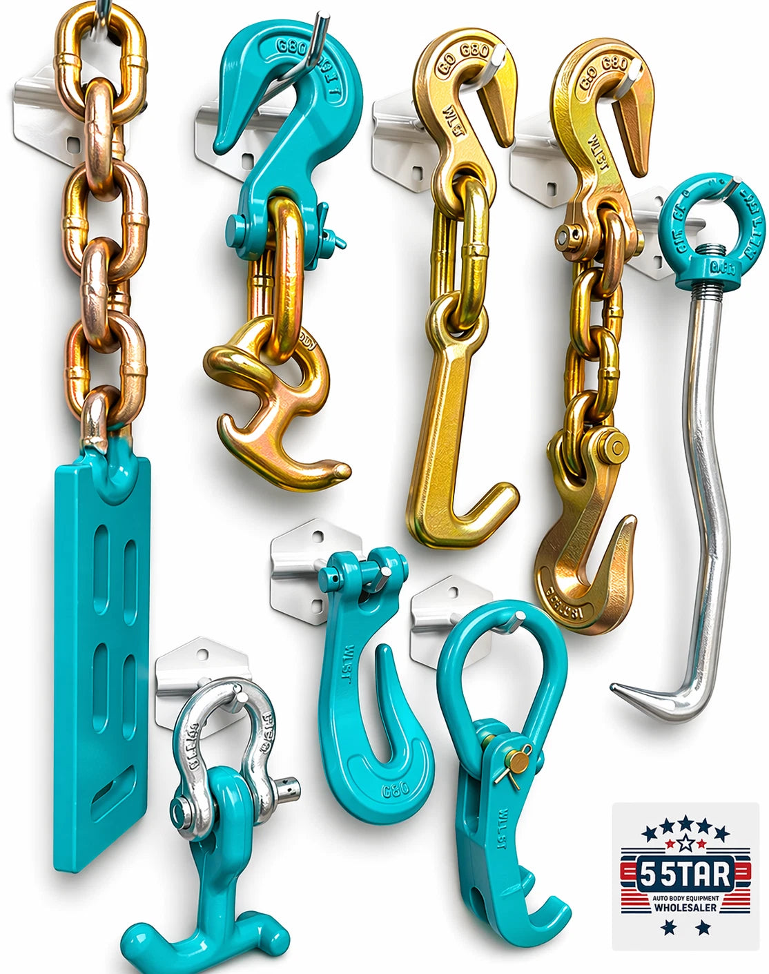 SET#7 AUTO BODY FRAME MACHINE COLLISION REPAIR PULLING TIE TOOLS HOOK VALUE SET