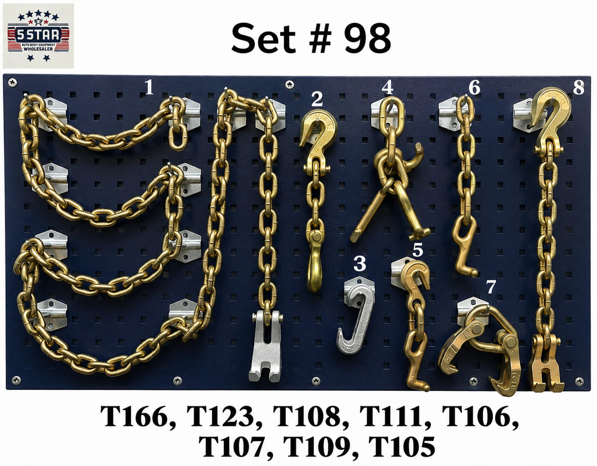 Set#98 8-PC Mo Clamp Style TOW TRUCK TOWING TOOLS AUTO BODY FRAMEMACHINE CHAINS
