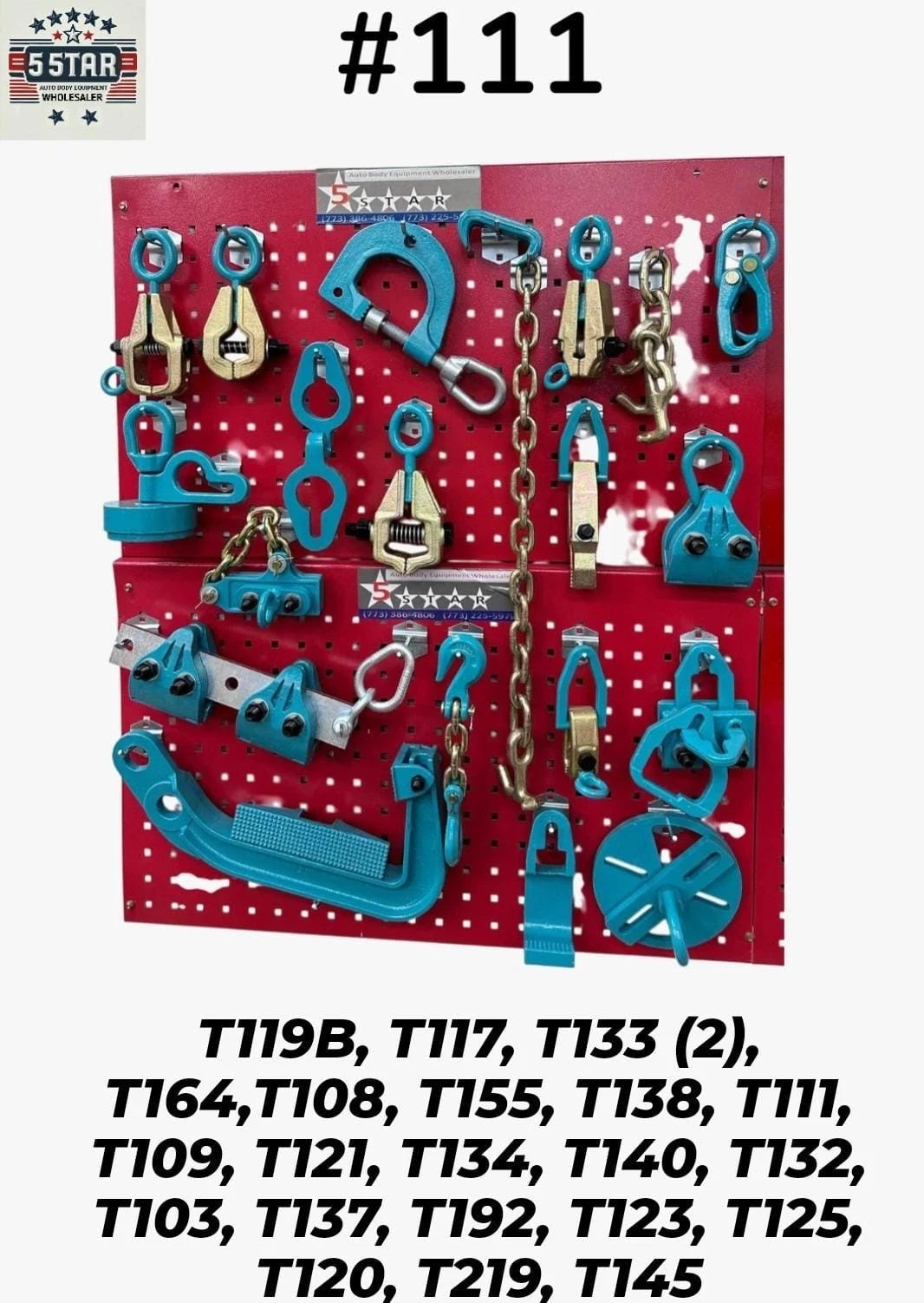 Set#111 22 PIECE AUTO BODY FRAME MACHINE PULLING TOOLS & CLAMPS VALUE SET