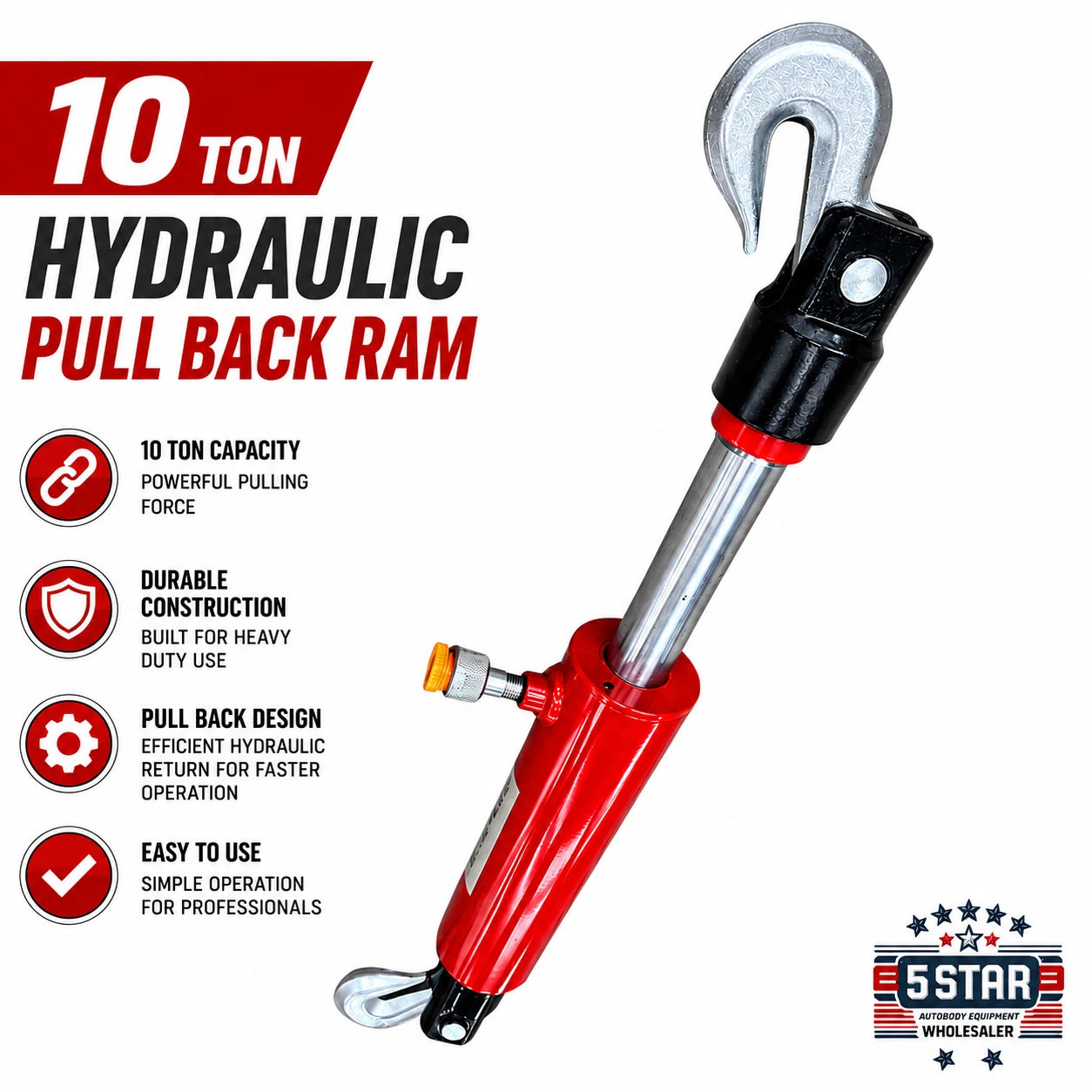 10 Ton Hydraulic pull back ram body shop frame porta power tools