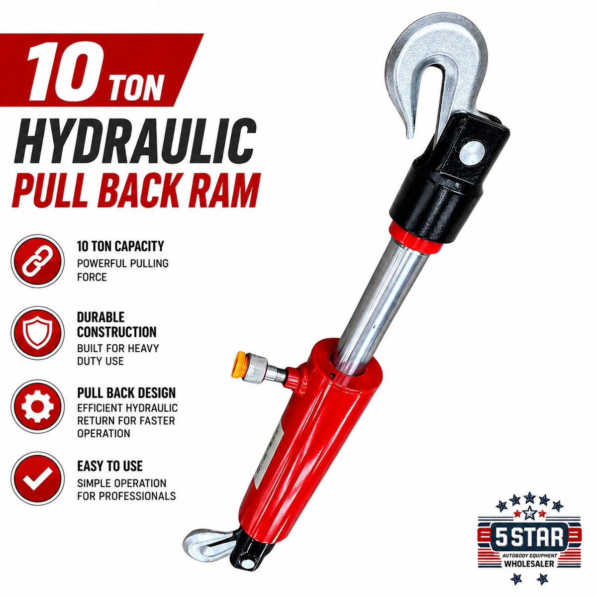 10 Ton Hydraulic pull back ram body shop frame porta power tools