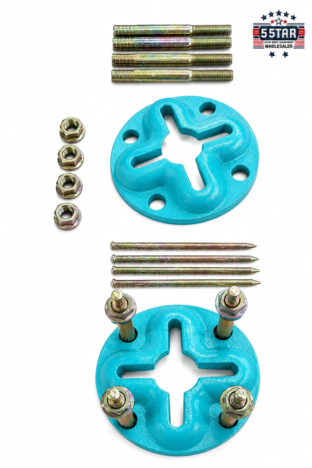AUTO BODY FLOOR SYSTEM 2 ANCHOR POTS COMBO WITH 4 SLOTS BOLTS