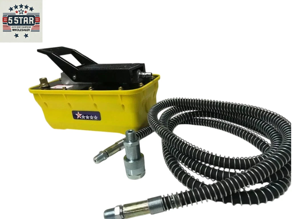 AIR HYDRAULIC FOOT PEDAL PUMP AUTO BODY AND SHOP PRESS 10000 PSI 10ft Hose & Cou