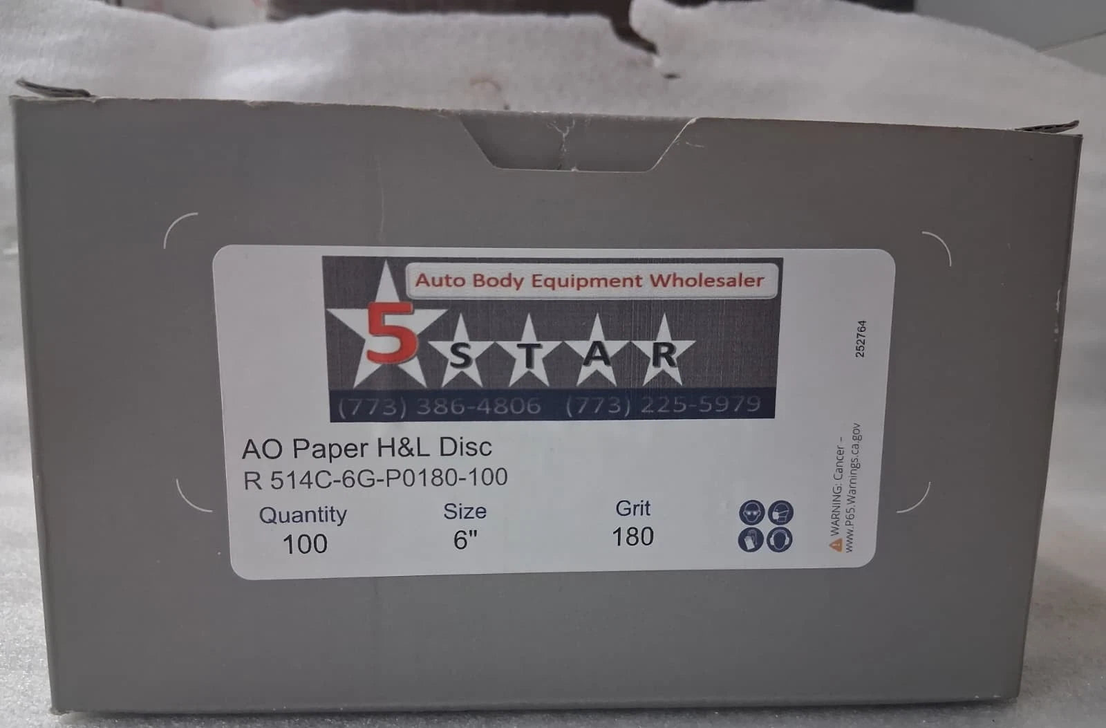 5 STAR AO Film H&L Disc 6" 180 Grit Sanding Discs (100 Pieces) Auto Body