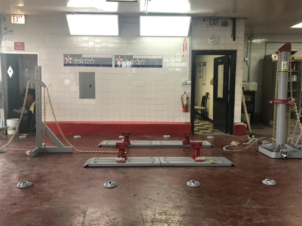 Auto Body Frame Machine Floor Rack System 10 TON Puller FREE JACK + 22 anch pots.