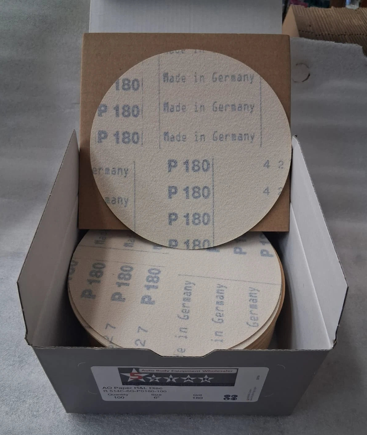 5 STAR AO Film H&L Disc 6" 180 Grit Sanding Discs (100 Pieces) Auto Body
