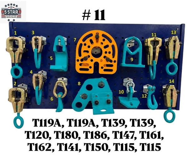 SET#11 - 14 PIECE PULLING HEAVY DUTY AUTO BODY FRAME MACHINE TOOLS AND CLAMPS