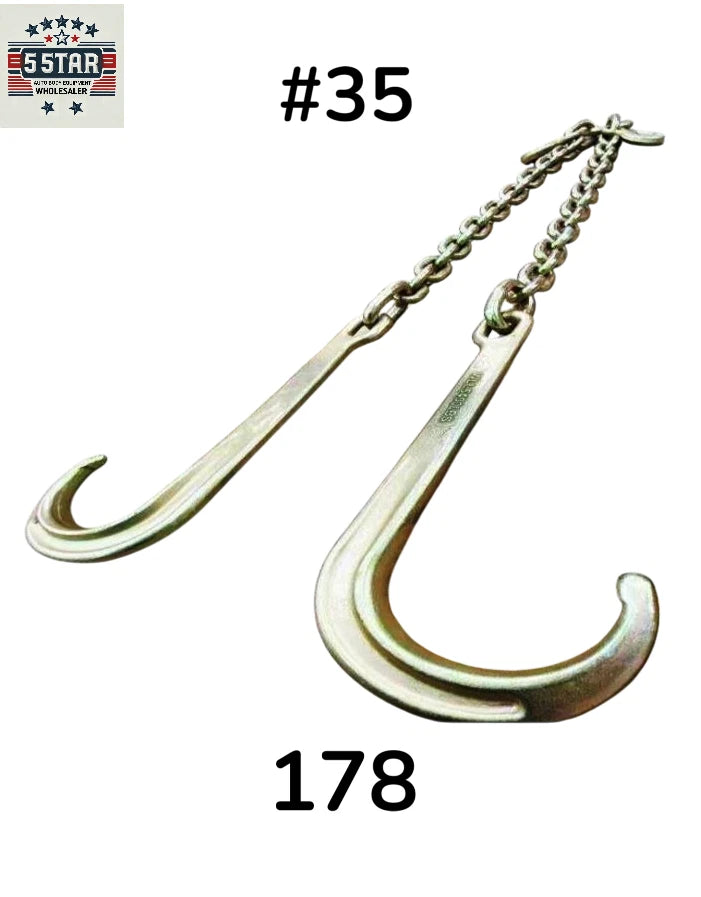 SET#35 - N711-8 G70 V-Chain Large J hooks flatbed rollback wrecker V BRIDLE