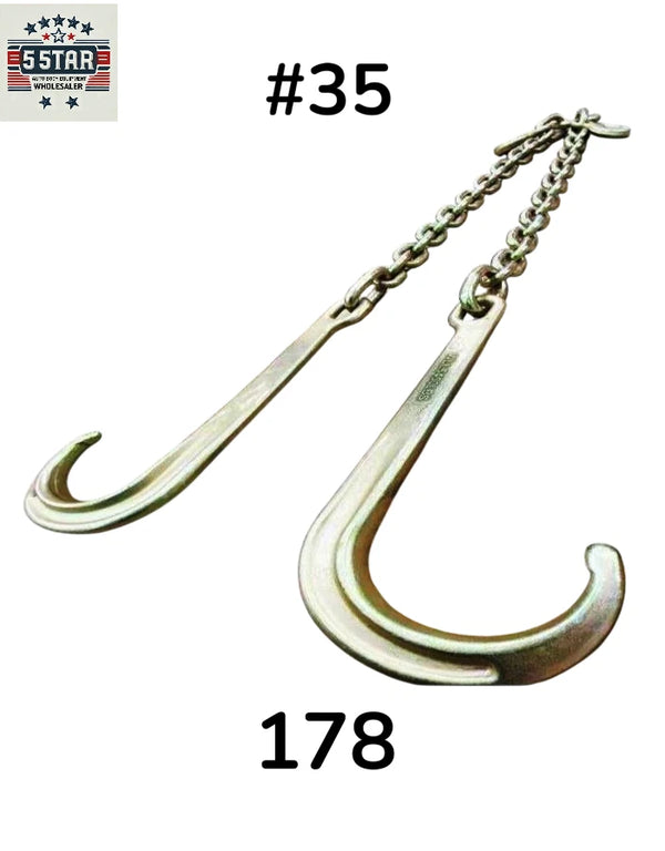 SET#35 - N711-8 G70 V-Chain Large J hooks flatbed rollback wrecker V BRIDLE