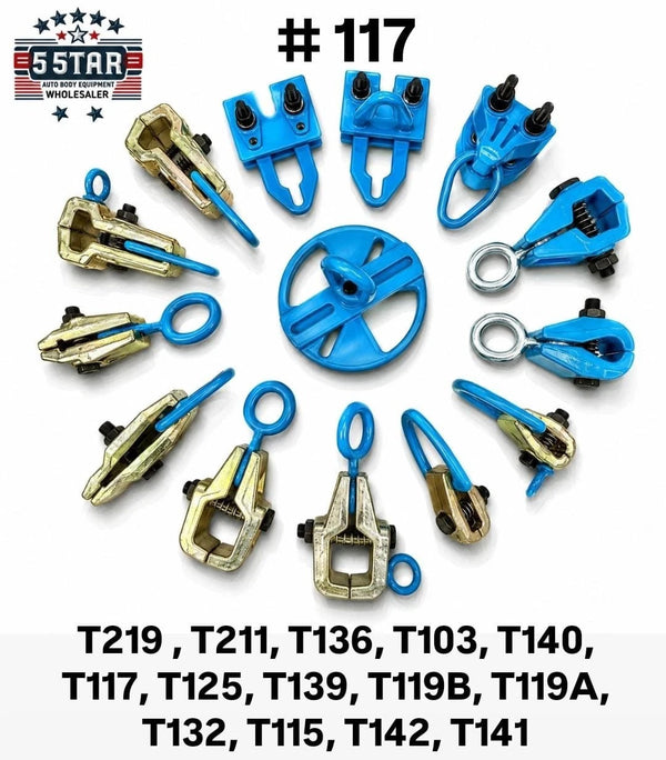 Set #117 14-Piece Auto Body Frame Machine Pulling Clamp Chain Hook Tool Kit