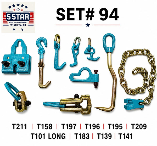 SET#94 -10 Pieces HEAVY DUTY AUTO BODY FRAME MACHINE PULLING TOOLS & CLAMPS