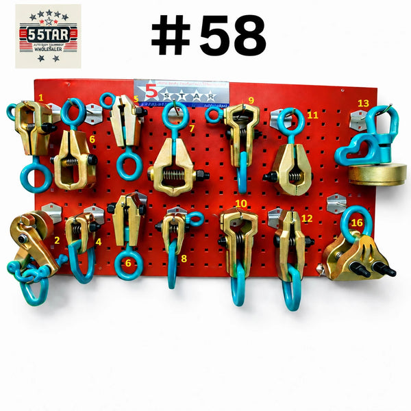 SET#58 HEAVY DUTY AUTO BODY FRAME MACHINE 14 PIECE PULLING BEST TOOLS AND CLAMPS