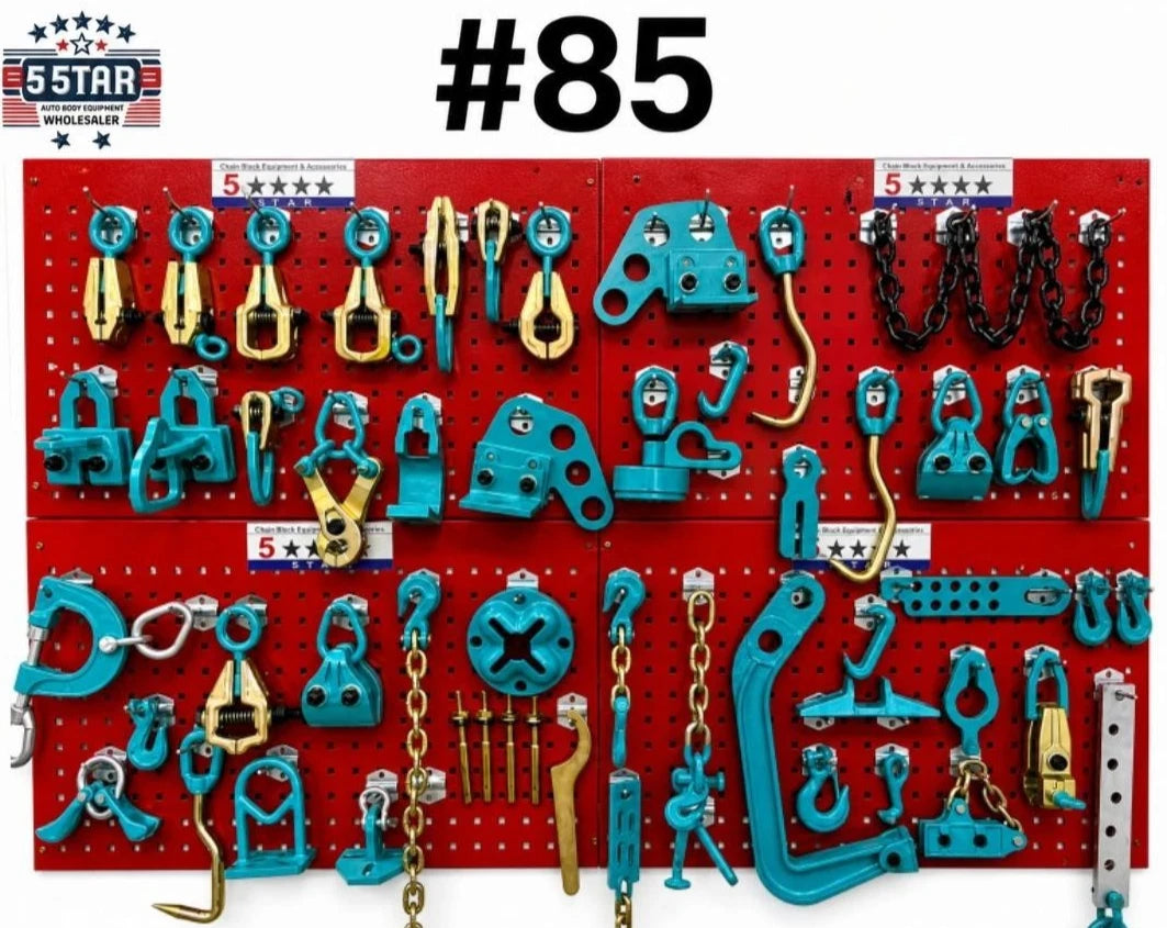 SET#85 HEAVY DUTY AUTO BODY FRAME MACHINE 50 PIECES PULLING TOOLS AND CLAMPS