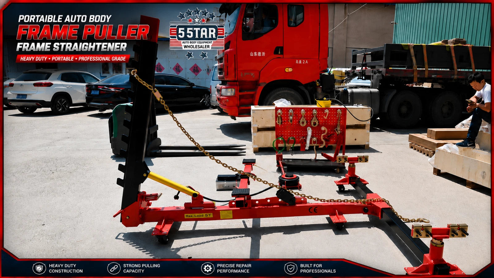 Local Pick Up Only Frame Straightener free clamps + 3 Ton Air Jack