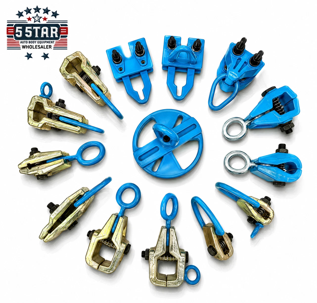 Set #117 14-Piece Auto Body Frame Machine Pulling Clamp Chain Hook Tool Kit