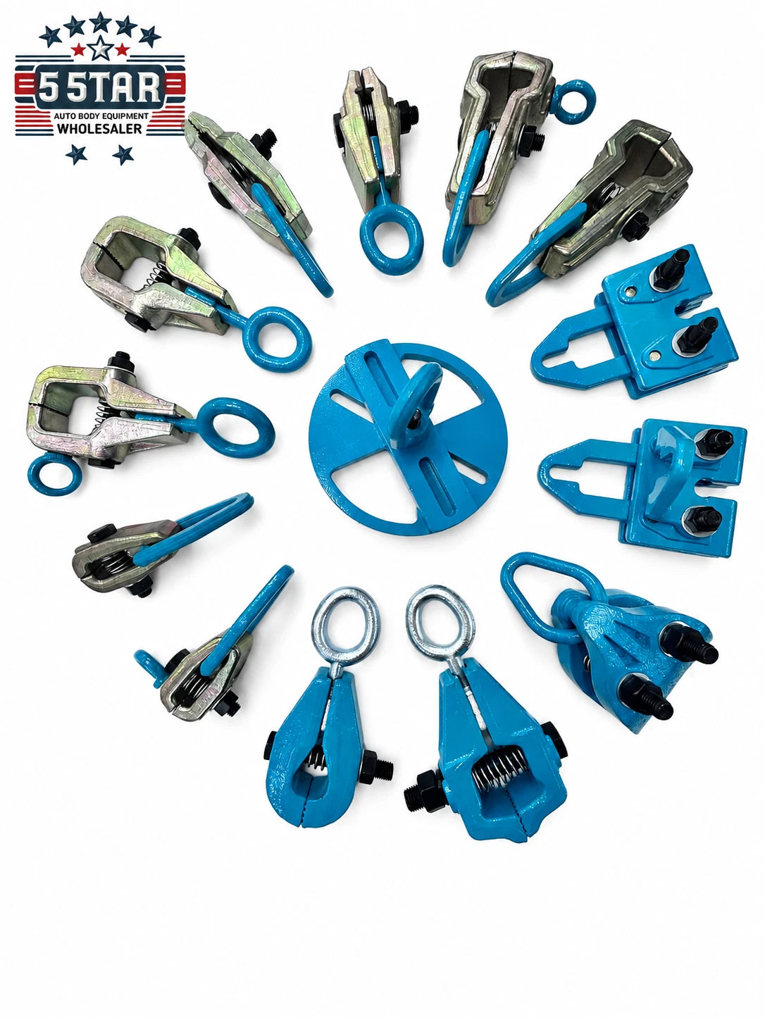 Set #117 14-Piece Auto Body Frame Machine Pulling Clamp Chain Hook Tool Kit