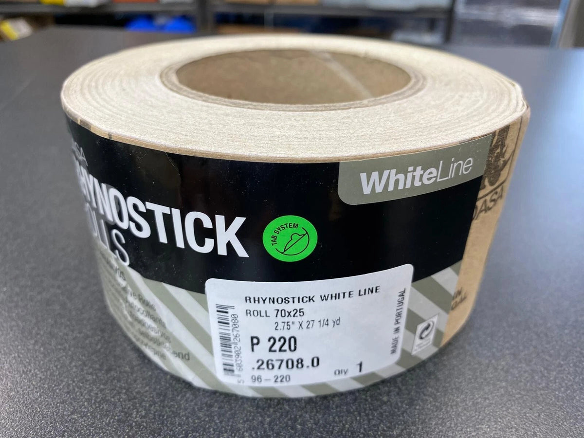 INDASA Rhynostick White Line P 220 Grit Auto Body Heavy Duty Sanding 1 Roll