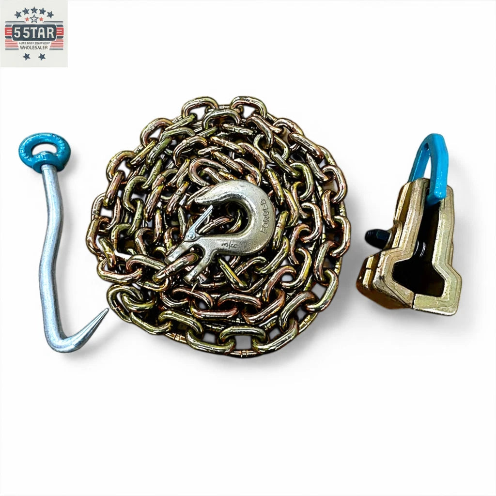 NEW Chain, Clamp, Hook Set Clamp Auto Body Frame Machine Repair Pulling Clamp