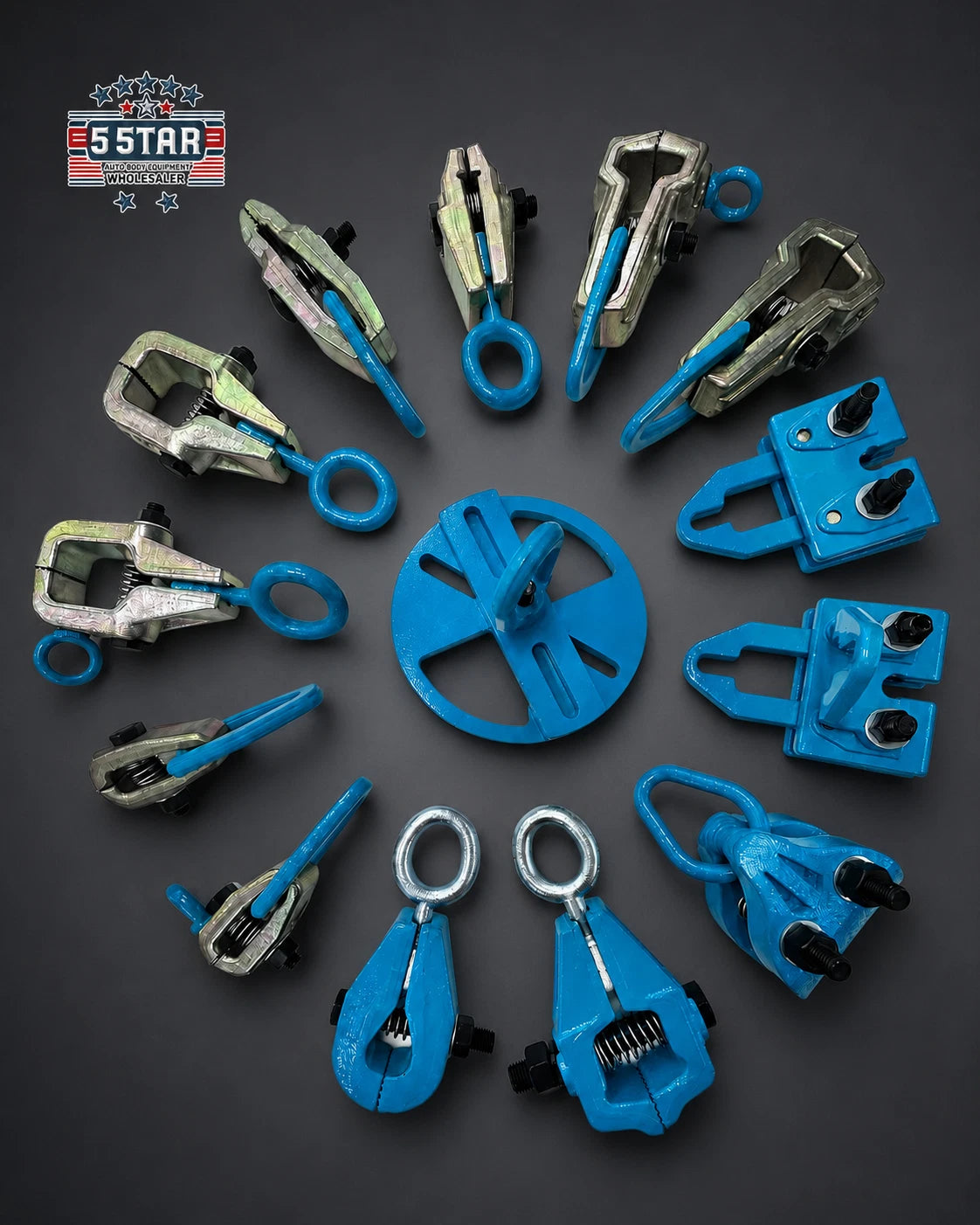 Set #117 14-Piece Auto Body Frame Machine Pulling Clamp Chain Hook Tool Kit