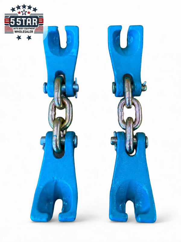 Pair of Curved Claw Hooks Bumper Pull Auto Body Frame Machine Chains