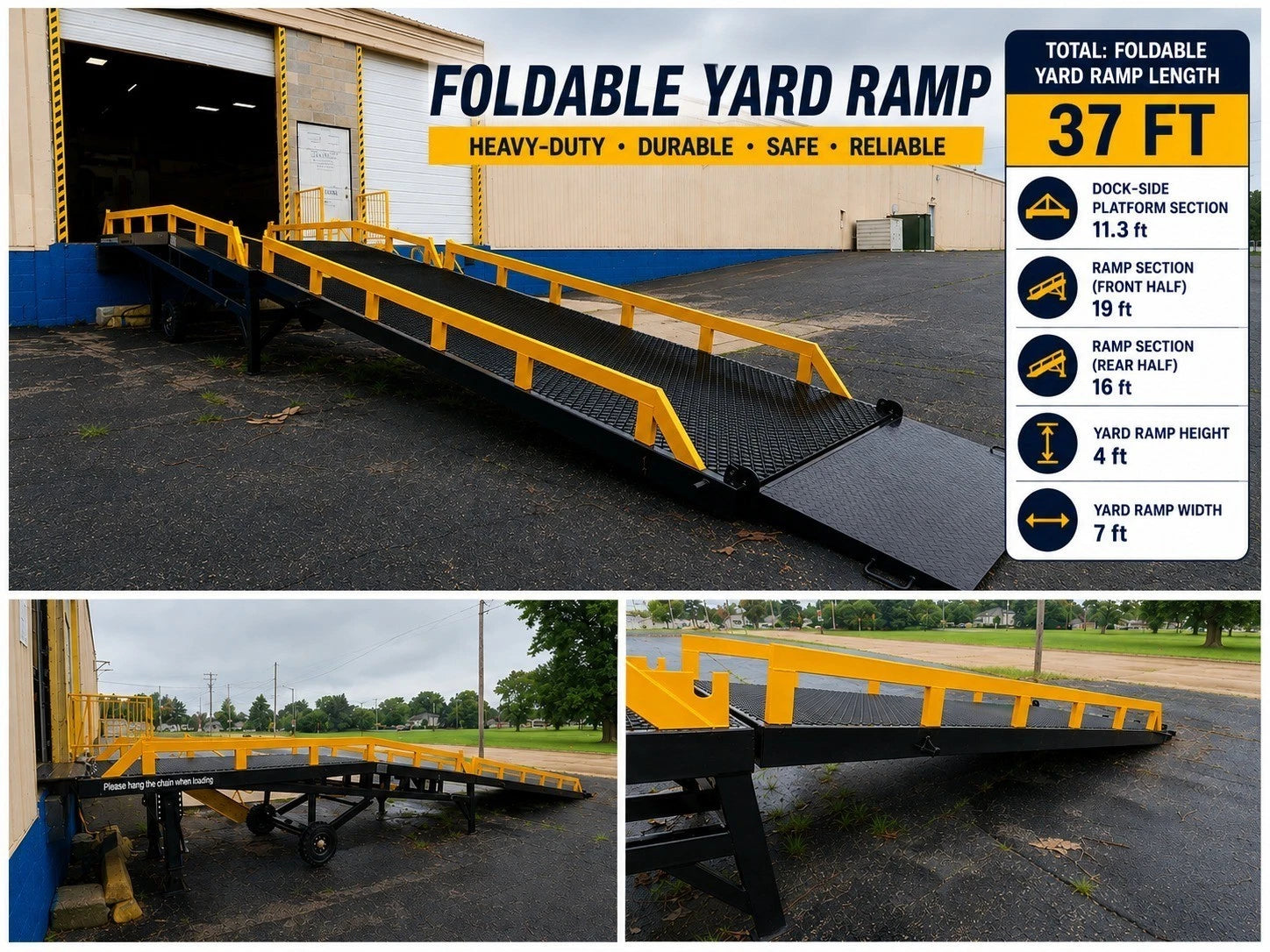 Yard Ramp, Trailer Dock, Forklift Ramp, 35Ft 83"W 22000Lb Cap – Local Pickup.