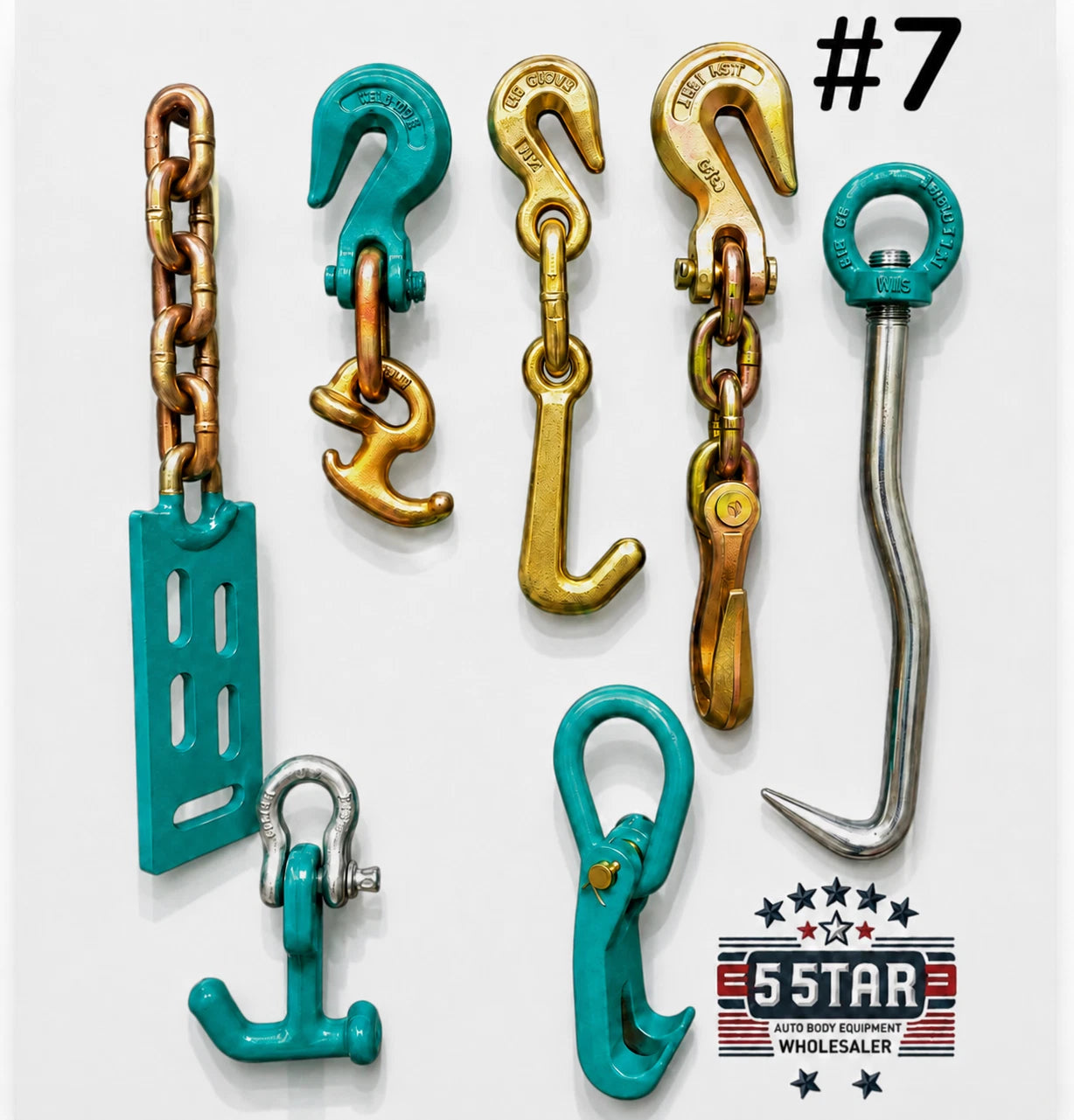 SET#7 AUTO BODY FRAME MACHINE COLLISION REPAIR PULLING TIE TOOLS HOOK VALUE SET