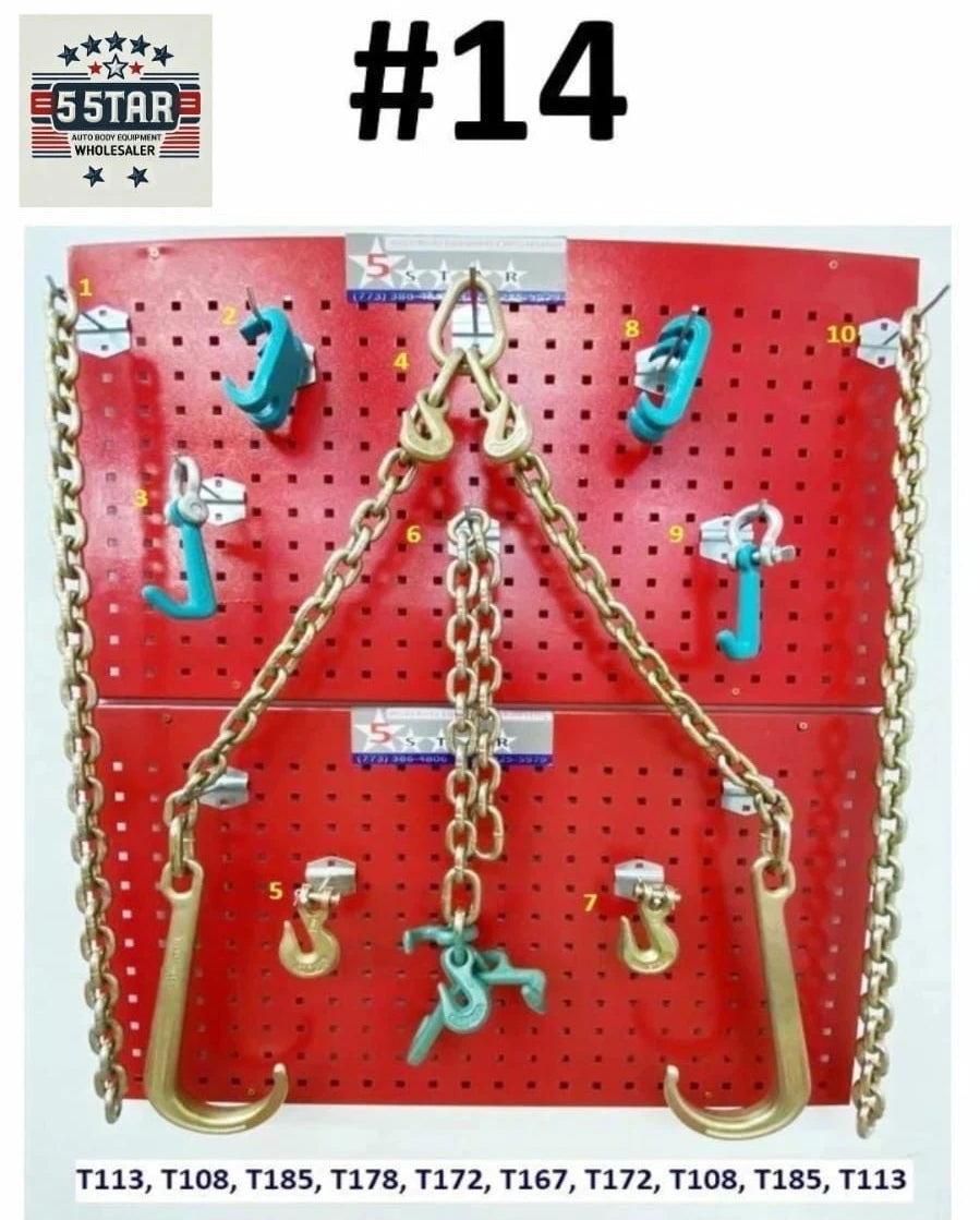 SET#14 - N711-8 G70 V Chain Large J hooks flatbed tow truck wrecker V BRIDLE