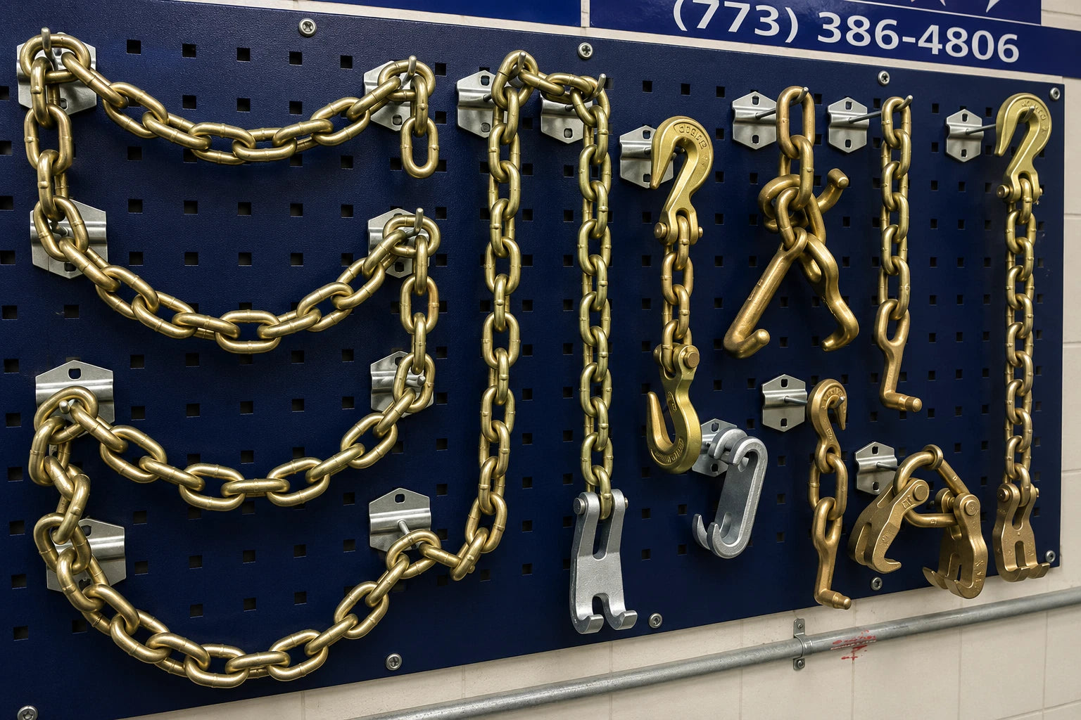 Set# 98 Mo Clamp Style 8 PIECE TOW TRUCK TOWING TOOLS AUTO BODY FRAME MACHINE CHAINS
