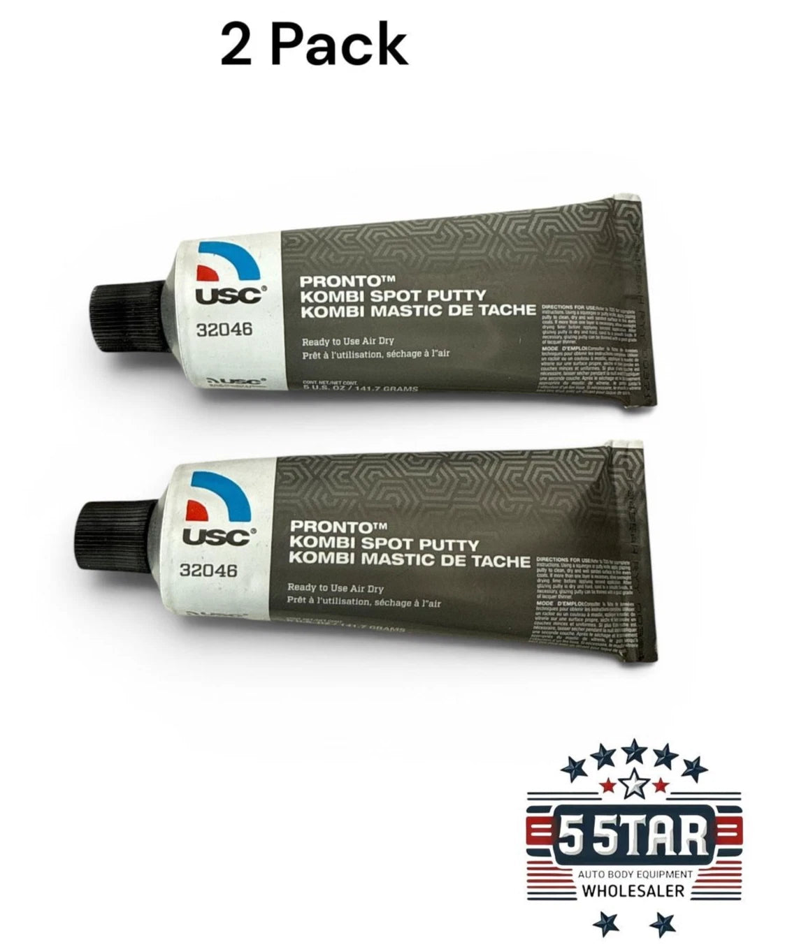 2 PACK USC® PRONTO™ 32046 Kombi Spot Putty, 5 oz Tube Paste/Gel Auto Body Filler