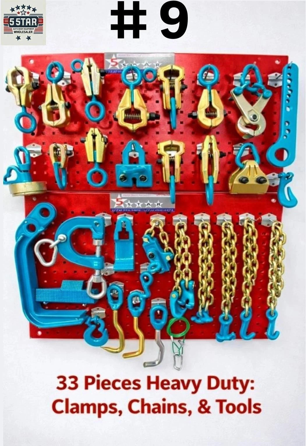 SET#9 -33 PIECE AUTO BODY FRAME MACHINE PULLING TOOLS & CLAMPS VALUE SET