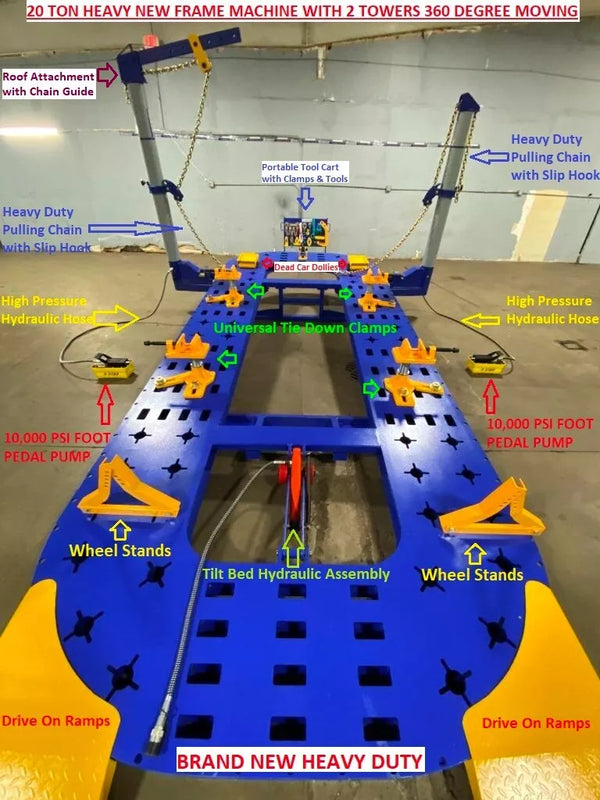 FREE SHIPPING - NEW 18 FEET AUTO BODY FRAME MACHINE + CLAMPS & TOOLS CART