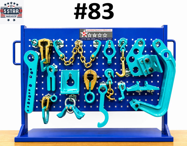 SET#83 - 15 PIECE HEAVY DUTY AUTO BODY FRAME MACHINE CLAMPS SET & PULLING TOOLS