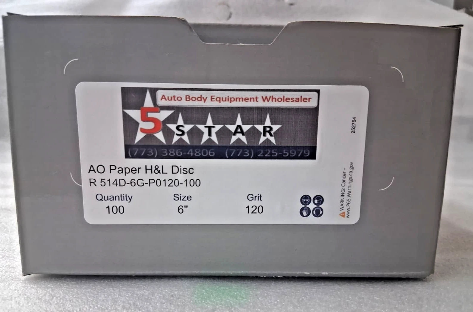 SANDING DISC, 6", 120 grit, Hook and Loop Disc (100 Pieces) Auto Body