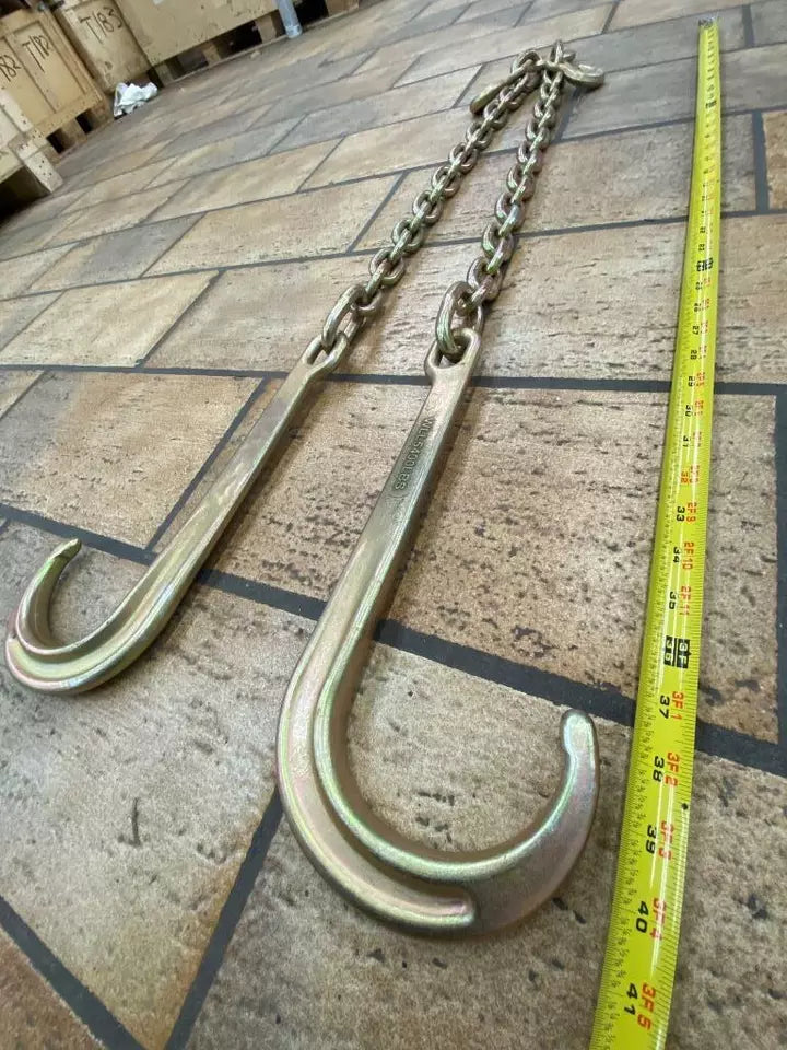 SET#35 - N711-8 G70 V-Chain Large J hooks flatbed rollback wrecker V BRIDLE