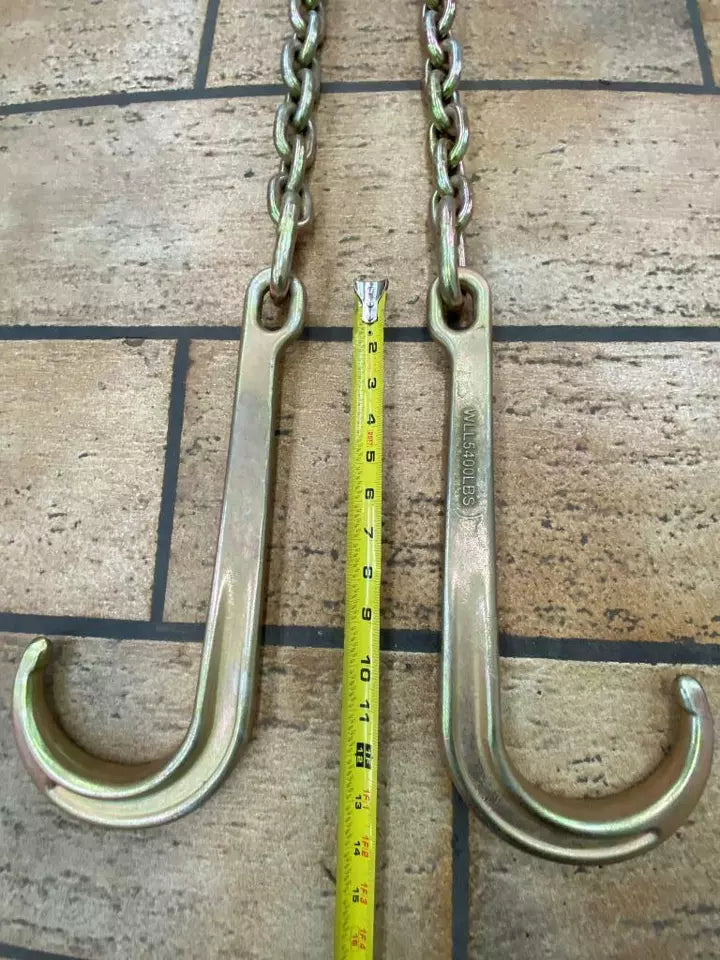 SET#35 - N711-8 G70 V-Chain Large J hooks flatbed rollback wrecker V BRIDLE