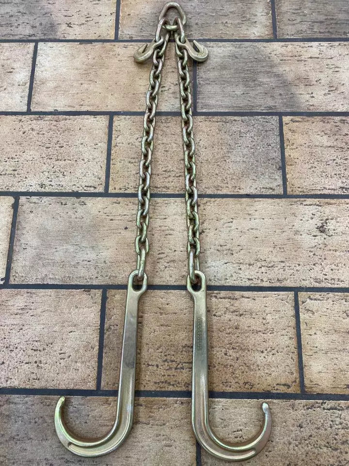 SET#35 - N711-8 G70 V-Chain Large J hooks flatbed rollback wrecker V BRIDLE