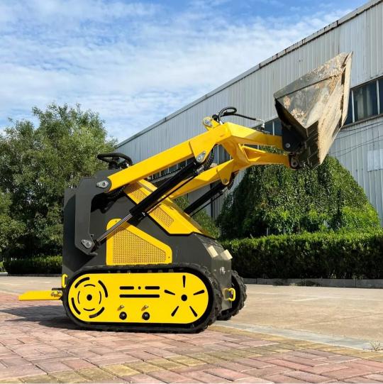 Skid steer with attachments for landscaping.
